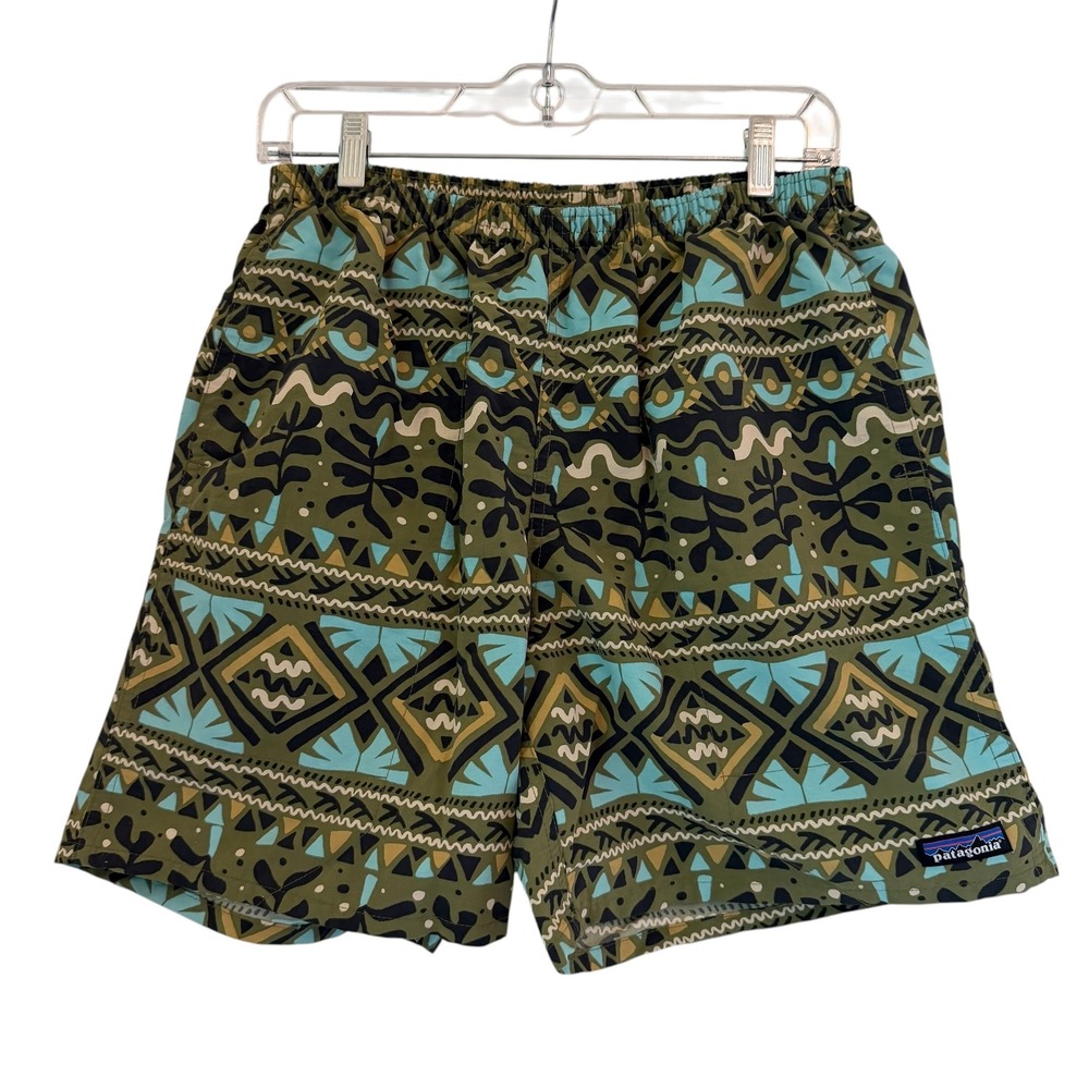 Patagonia Baggies Swim Shorts Mens Medium Mushy Peaks Agave Green Tiki 58034